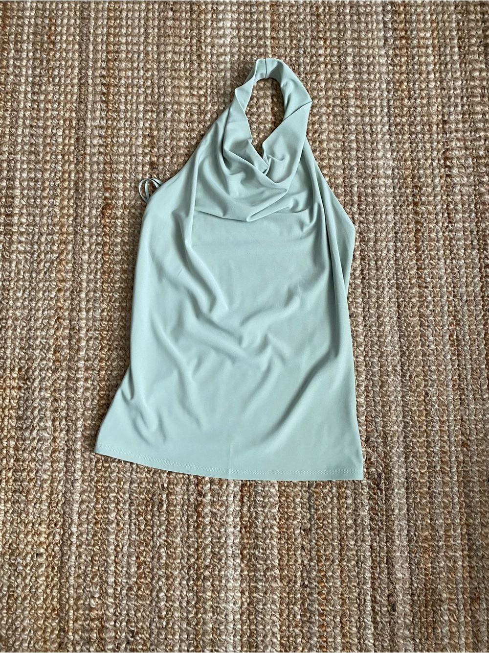 Aritzia Smooth Matter Light Sage Halter Cowl Neck Top
